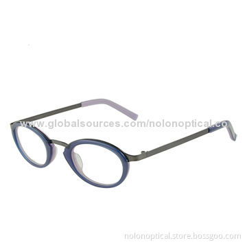 Oval Spectacle with Demo Lens, Acetate/Metal Unique Design
